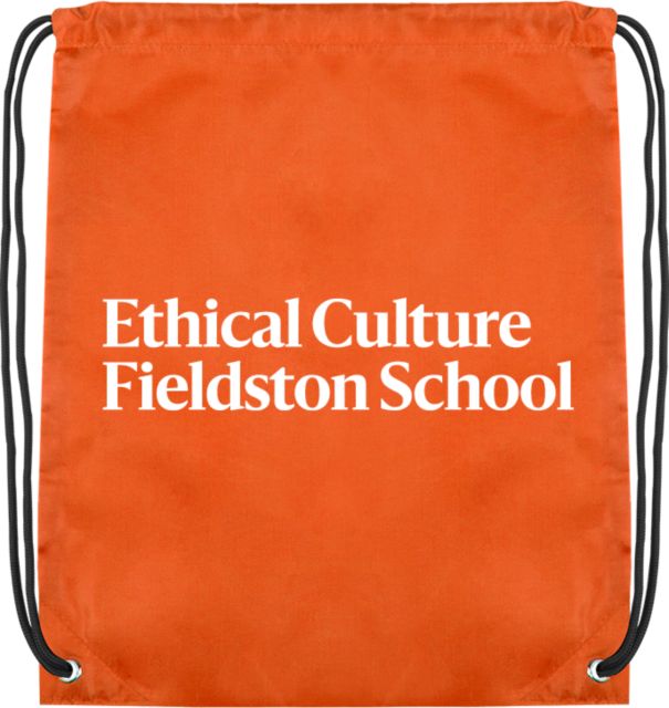 Ethical Culture Orange Drawstring Backpack Ethical Culture Fieldston School Wordmark - ONLINE ONLY