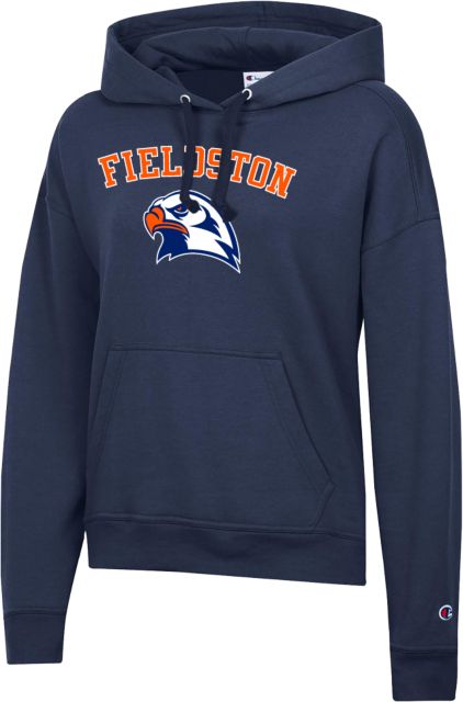 Ethical Culture Champion Womens Powerblend Pullover Hood Fieldston Arched over Eagle Mascot - ONLINE ONLY