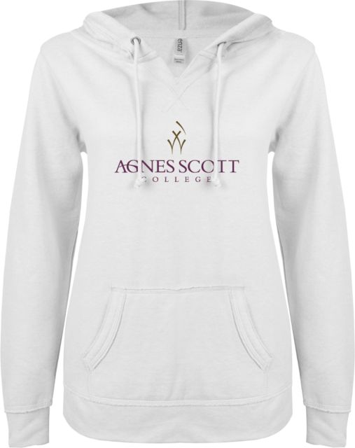 Agnes Scott ENZA Ladies V Notch Raw Edge Fleece Hoodie Primary Mark - ONLINE ONLY