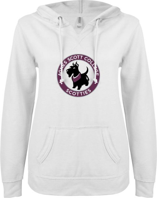 Agnes Scott ENZA Ladies V Notch Raw Edge Fleece Hoodie Scotties - ONLINE ONLY