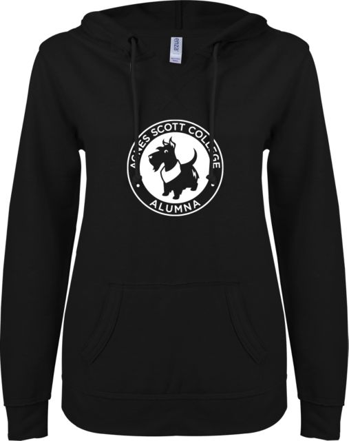 Agnes Scott ENZA Ladies V Notch Raw Edge Fleece Hoodie Alumna - ONLINE ONLY