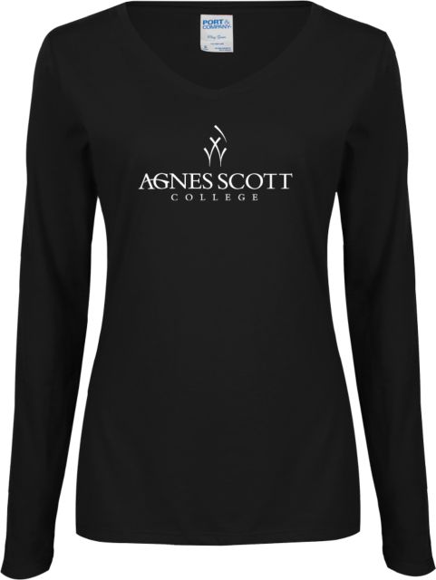 Agnes Scott Ladies Long Sleeve V Neck Tee Primary Mark - ONLINE ONLY