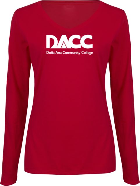 Dona Ana Womens Long Sleeve V Neck Tee  Dona Ana Community College Wordmark