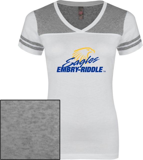 Embry Riddle Ladies Juniors Varsity V Neck Tee Primary Mark - ONLINE ONLY