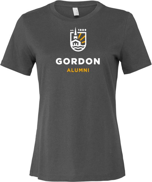 Gordon College Bella + Canvas Womens Asphalt Relaxed Cotton T Shirt Alumni - Est. Date Mark - ONLINE ONLY