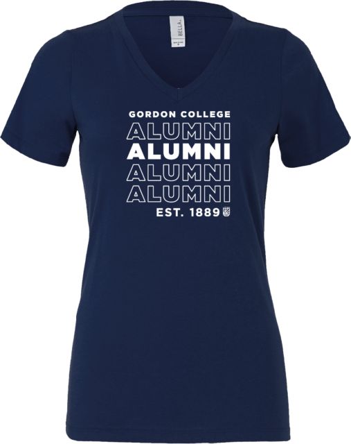 Gordon College Bella + Canvas Womens V Neck Cotton T Shirt Alumni - Est. Date Repeat - ONLINE ONLY