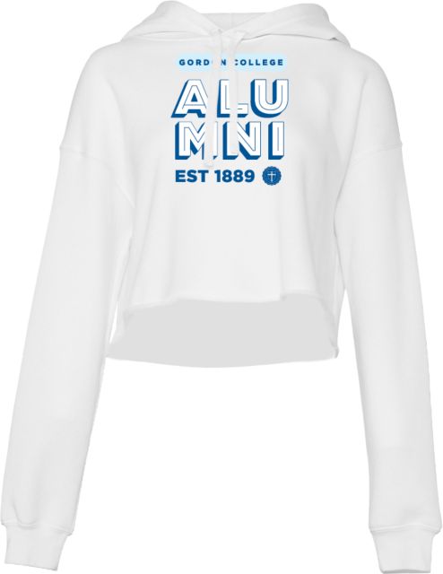Gordon College Bella + Canvas Womens Cropped Fleece Hood Alumni - Est. Date Stacked - ONLINE ONLY