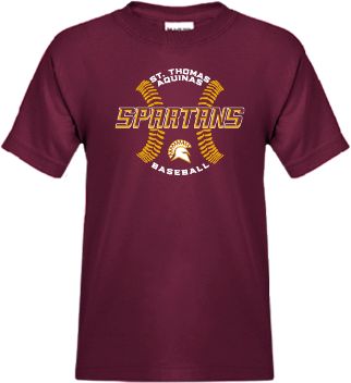 St Thomas Aquinas Youth T Shirt Spartans Baseball w/ Seams - ONLINE ONLY
