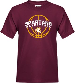 St Thomas Aquinas Youth T Shirt Spartans Basketball Arched w/ Ball - ONLINE ONLY