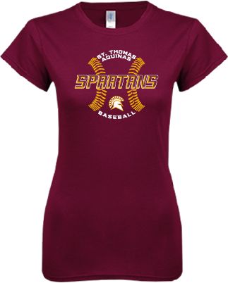 St Thomas Aquinas Next Level Ladies SoftStyle Junior Fitted Tee Spartans Baseball w/ Seams - ONLINE ONLY