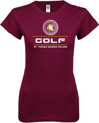 St Thomas Aquinas Next Level Ladies SoftStyle Junior Fitted Tee St. Thomas Aquinas Golf Stacked - ONLINE ONLY