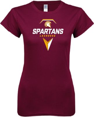 St Thomas Aquinas Next Level Ladies SoftStyle Junior Fitted Tee Spartans Geometric Lacrosse Head - ONLINE ONLY