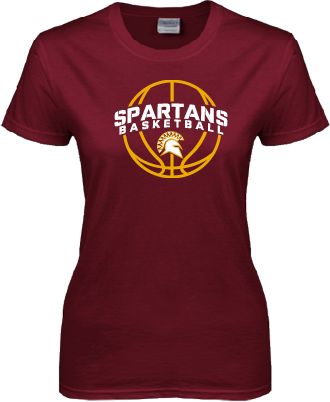 St Thomas Aquinas Ladies T Shirt Spartans Basketball Arched w/ Ball - ONLINE ONLY