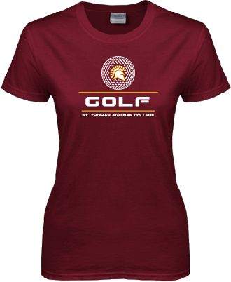 St Thomas Aquinas Ladies T Shirt St. Thomas Aquinas Golf Stacked - ONLINE ONLY