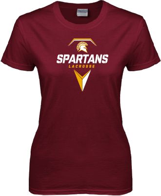 St Thomas Aquinas Ladies T Shirt Spartans Geometric Lacrosse Head - ONLINE ONLY
