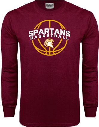 St Thomas Aquinas Long Sleeve T Shirt Spartans Basketball Arched w/ Ball - ONLINE ONLY