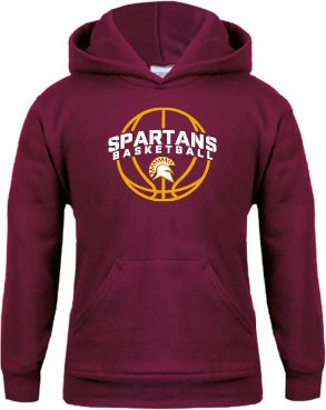 St Thomas Aquinas Youth Fleece Hoodie Spartans Basketball Arched w/ Ball - ONLINE ONLY