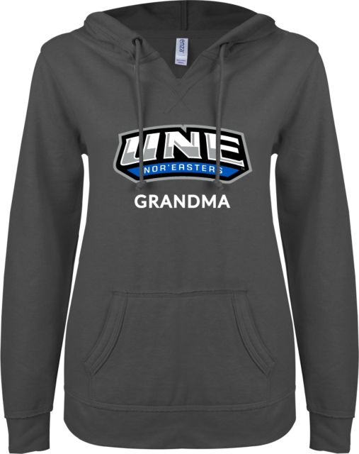 New England ENZA Ladies V Notch Raw Edge Fleece Hoodie Grandma - ONLINE ONLY