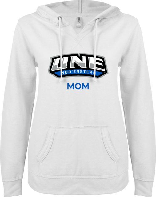 New England ENZA Ladies V Notch Raw Edge Fleece Hoodie Mom - ONLINE ONLY