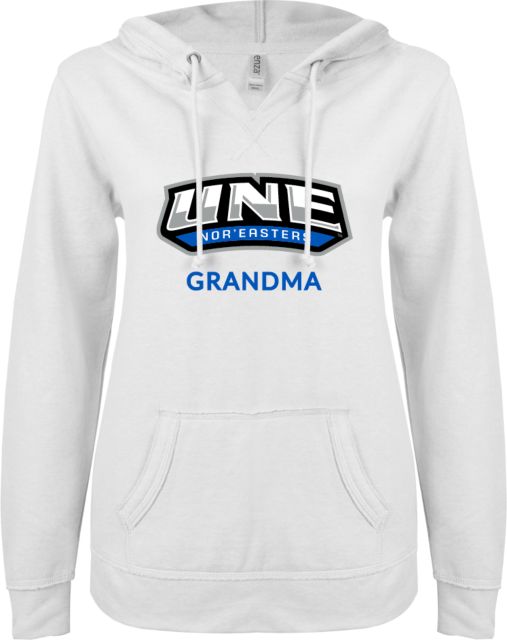 New England ENZA Ladies V Notch Raw Edge Fleece Hoodie Grandma - ONLINE ONLY
