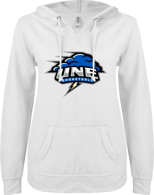 New England ENZA Ladies V Notch Raw Edge Fleece Hoodie Basketball - ONLINE ONLY