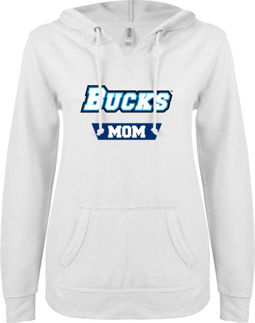 Bucks CCC ENZA Womens V Notch Raw Edge Fleece Hoodie Bucks Mom - ONLINE ONLY