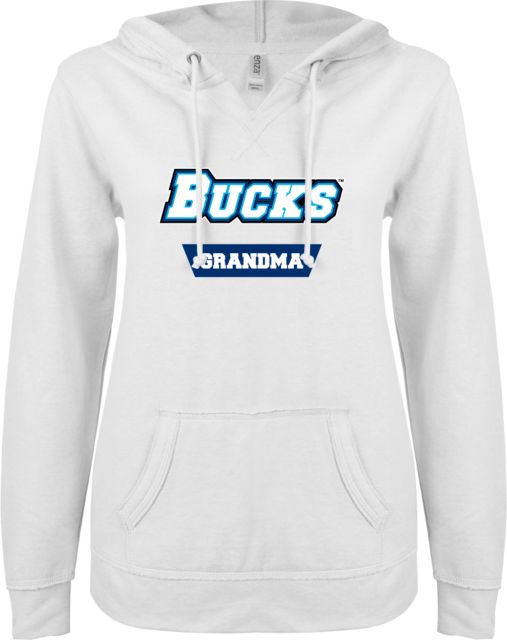 Bucks CCC ENZA Womens V Notch Raw Edge Fleece Hoodie Bucks Grandma - ONLINE ONLY