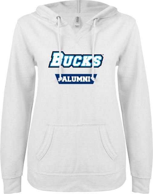 Bucks CCC ENZA Womens V Notch Raw Edge Fleece Hoodie Bucks Alumni - ONLINE ONLY
