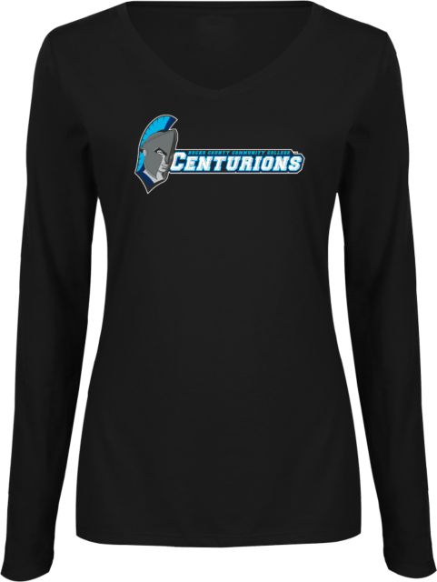 Bucks CCC Womens Long Sleeve V Neck Tee Black Primary Mark - ONLINE ONLY