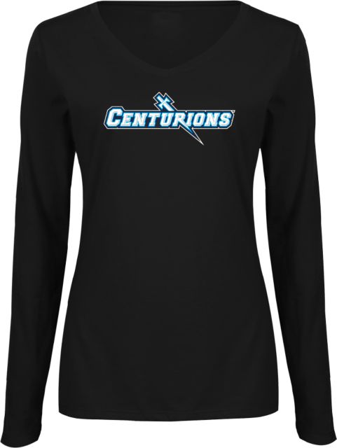 Bucks CCC Womens Long Sleeve V Neck Tee Black Centurions Wordmark - ONLINE ONLY