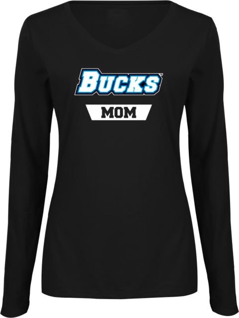 Bucks CCC Womens Long Sleeve V Neck Tee Black Bucks Mom - ONLINE ONLY