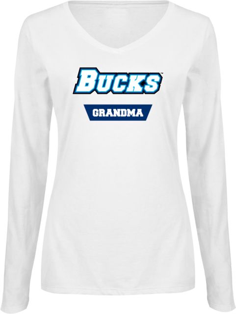 Bucks CCC Womens Long Sleeve V Neck Tee Black Bucks Grandma - ONLINE ONLY