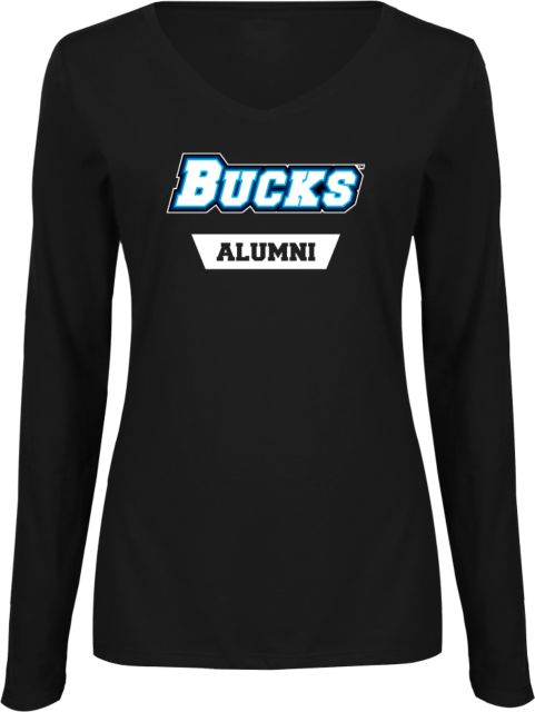 Bucks CCC Womens Long Sleeve V Neck Tee Black Bucks Alumni - ONLINE ONLY