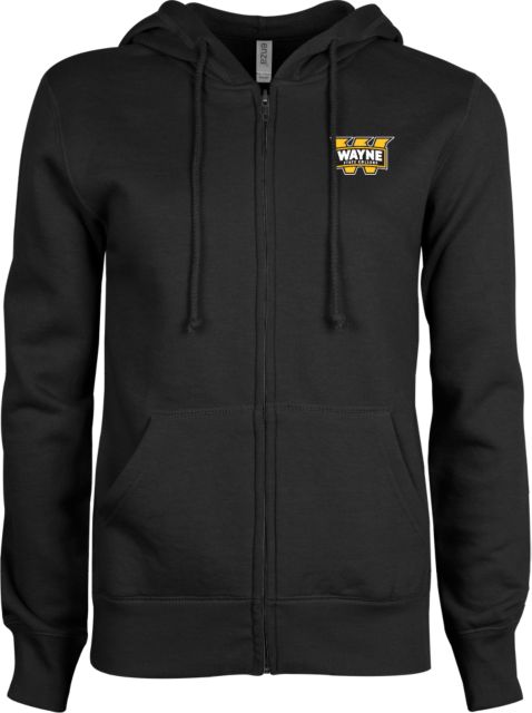 Wayne State ENZA Ladies Fleece Full Zip Hoodie Primary Mark - ONLINE ONLY