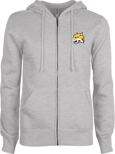 Wayne State ENZA Ladies Fleece Full Zip Hoodie Mascot Head - ONLINE ONLY