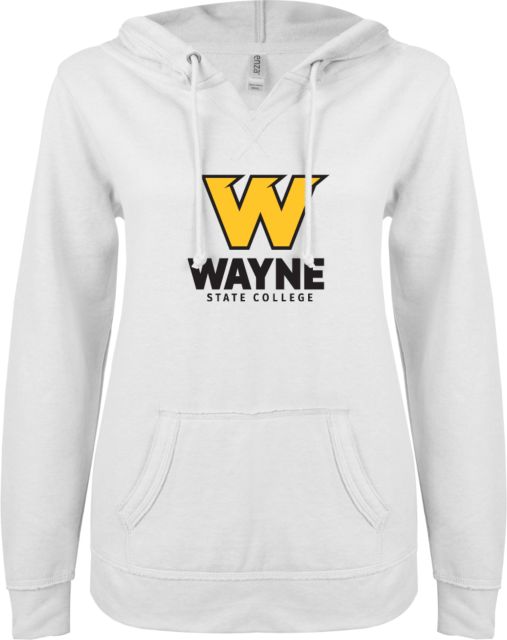 Wayne State ENZA Ladies V Notch Raw Edge Fleece Hoodie W State C - ONLINE ONLY