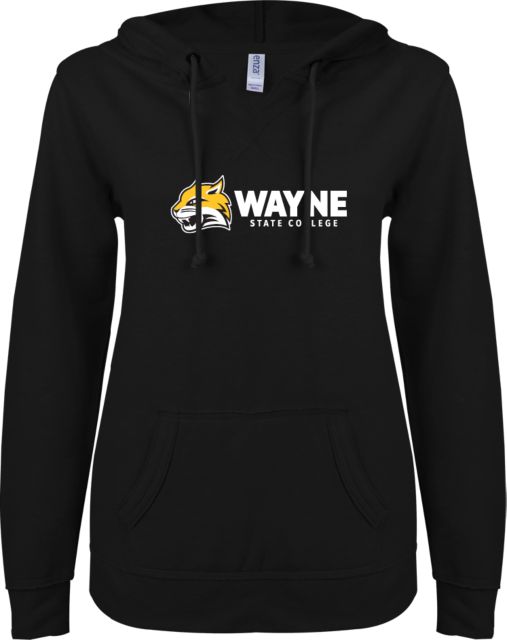 Wayne State ENZA Ladies V Notch Raw Edge Fleece Hoodie Wayne SC - ONLINE ONLY