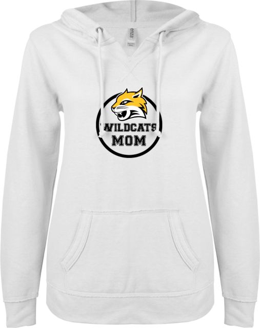 Wayne State ENZA Ladies V Notch Raw Edge Fleece Hoodie Mom - ONLINE ONLY