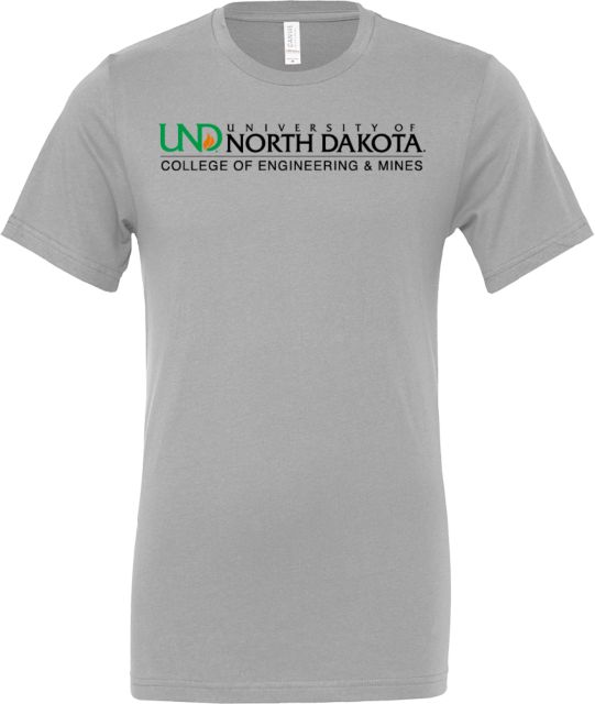 University of North Dakota Bella + Canvas Ash Jersey Cotton T Shirt UND College of Engineering and Mines