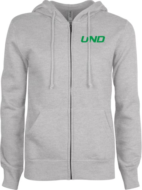 University of North Dakota ENZA Womens Fleece Full Zip Hoodie UND Secondary Mark