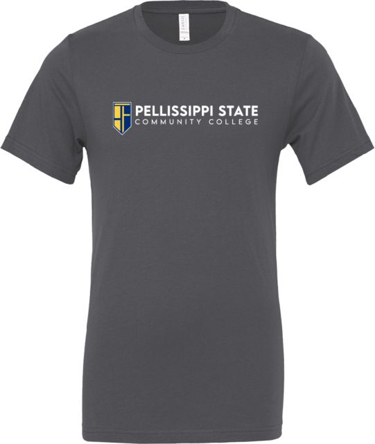 Pellissippi Bella + Canvas Asphalt Jersey Cotton T Shirt Pellissippi State Community College Logo - ONLINE ONLY