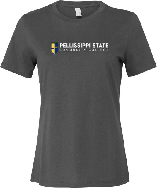 Pellissippi Bella + Canvas Womens Asphalt Relaxed Cotton T Shirt Pellissippi State Community College Logo - ONLINE ONLY