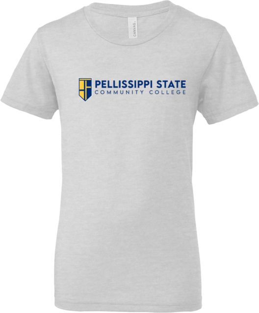 Pellissippi Bella + Canvas Youth Ash Jersey T Shirt Pellissippi State Community College Logo - ONLINE ONLY