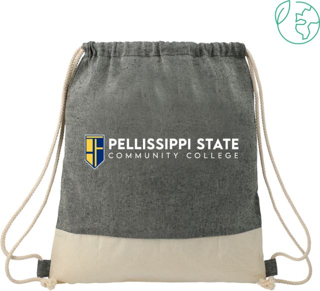 Pellissippi Split Recycled Cotton Drawstring Bag Pellissippi State Community College Logo - ONLINE ONLY