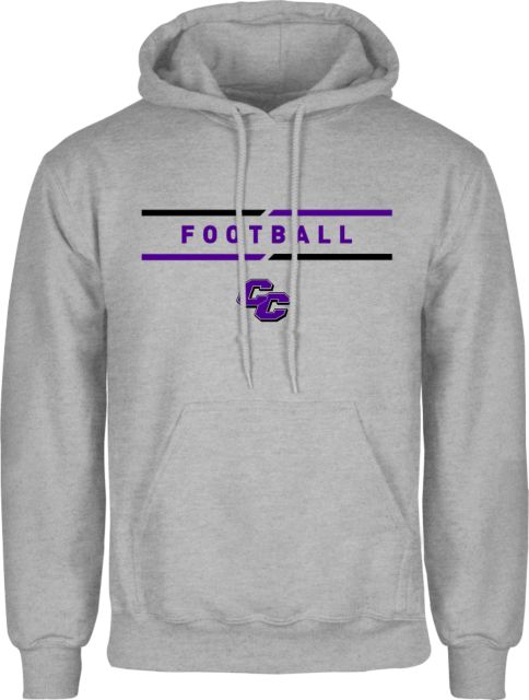 Curry College Fleece Hoodie Curry College Football Text with Lines - ONLINE ONLY