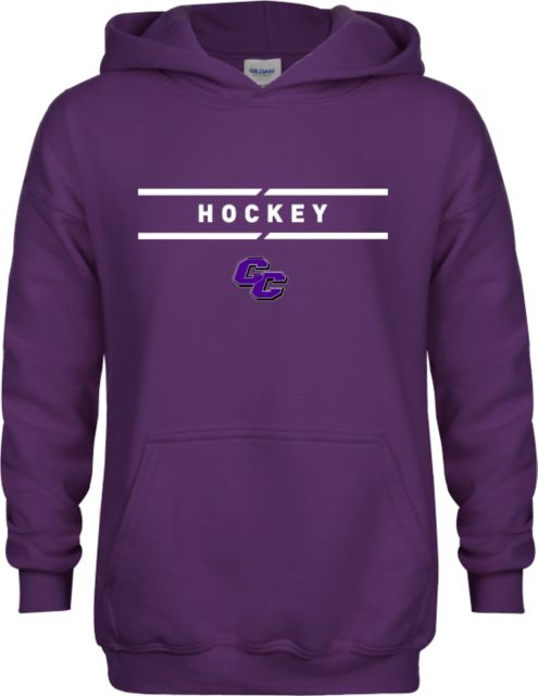 Curry College Youth Fleece Hoodie Curry College Hockey Text with Lines - ONLINE ONLY