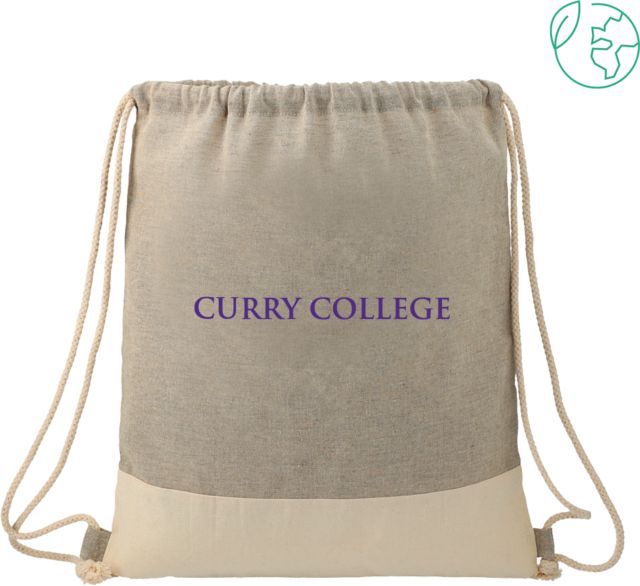 Curry College Split Recycled Cotton Drawstring Bag Curry College Wordmark Flat - ONLINE ONLY