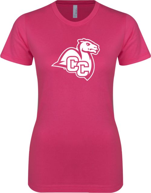 Connecticut College Next Level Womens Fuchsia Boyfriend Tee Camel with CC - ONLINE ONLY