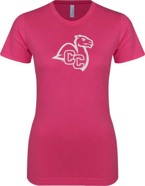 Connecticut College Next Level Womens Fuchsia Boyfriend Tee Camel with CC - ONLINE ONLY