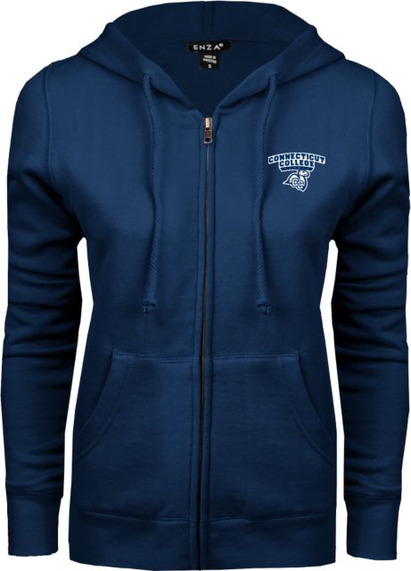 Connecticut College ENZA Womens Fleece Full Zip Hoodie Primary Mark - ONLINE ONLY